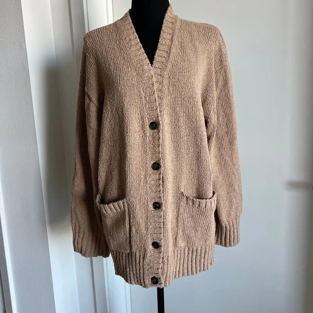 J Crew Marina V-Neck Cardigan Womens Large CM461 Pebble Shore